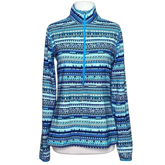 Nike Pro Dri-Fit Blue Stripe Half Zip Long Sleeve Pullover Size Large - Picture 1 of 7